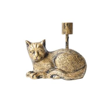 Imagem de Castiçal de animal castiçal de ferro fundido dourado decorativo castiçal para decoração de interiores 18,5 x 19 x 2,2 cm decoração de mesa de centro de mesa decoração de casa