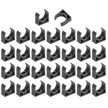 Imagem de uxcell 30 peças de grampos de tubo de água de PVC, fivelas de mangueira de tubulação em forma de U, suporte de tubo de irrigação para 25 mm OD para bandejas de TV, tubo de suporte de mangueira, cinza