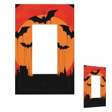 Imagem de Papel de parede laranja placas de interruptor de luz duplex simples capas de tomada placa de parede 1 gangue capas decorativas de placa frontal elétrica para decoração de casa de badroom 7,6 x 12,7 cm