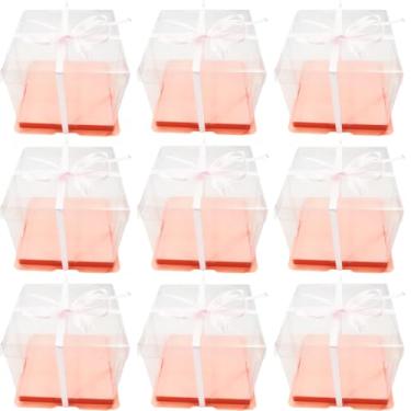 Imagem de TUICARE Caixa De Bolo Rosa Transparente Com Fita, 10 Peças, Caixas Cm, Pequena Transparente, Recipientes Quadrados Papelão, Presente Para Casamento, Aniversário, Festa