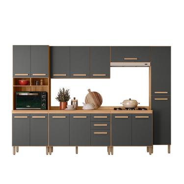 Imagem de Cozinha Modulada Intenza Carolina 6 Peças - Nicioli Freijó/Chumbo