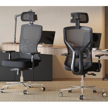 Imagem de MOLENTS Cadeira de escritório ergonômica, cadeira de computador de malha, cadeira de mesa de escritório em casa com controle deslizante de assento, encosto de cabeça ajustável, suporte lombar, apoio