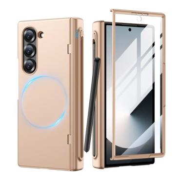 Imagem de MAKAVO Capa para Samsung Galaxy Z Fold 6 com suporte para S Pen, protetor de tela frontal, proteção de dobradiça, compatível com MagSafe, capa magnética para celular Fold6 Slim com proteção de corpo