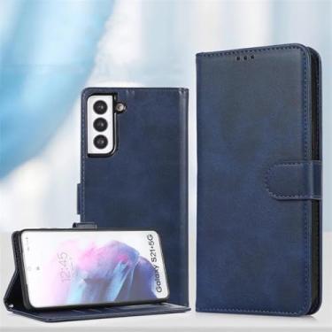 Imagem de HJZSZX Para Samsung Note 10 Lite Capa de couro magnética tipo carteira com suporte para cartão (para Samsung Note 10 Lite/azul)