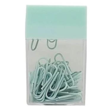 Imagem de Porta Clips Magnético Colorido C/60 Clips (VERDE)