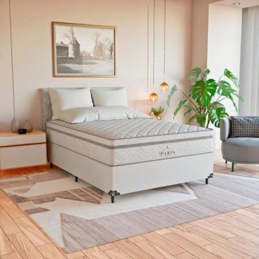 Imagem de Cama Box Casal Branco + Colchão Paris Molas Ensacadas Branco - eShop c