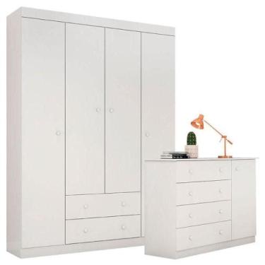 Imagem de Cômoda E Guarda Roupa Infantil Helena Branco Brilho - Phoenix - PHOENI