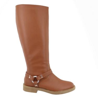 Imagem de Bota Feminina Cano Alto Zíper Lateral Bota Biker Salto Baixo Conforto Dia a Dia