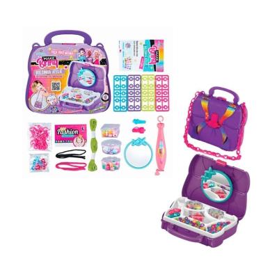 Imagem de Kit Bolsinha Ateliê Infantil Pulseira Biju Roxo- Polibrinq
