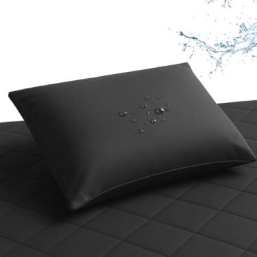 Imagem de Kit 4 Capas Impermeáveis para Travesseiro 70cm x 50cm Capa Protetora Anti-Bactéria e Silenciosa Cor Preto Cozzilar
