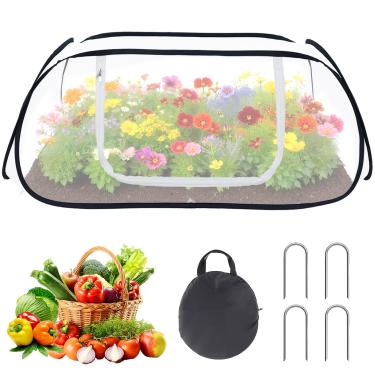 Imagem de WUPIOS Capas de jardim para canteiros elevados 127 cm x 66 cm x 38 cm Pop Up Garden Rows Accelerator Plant Covers Inseto Bird Barrier Greenhouse Cover Gaiola Protetor de plantas para proteger mudas de