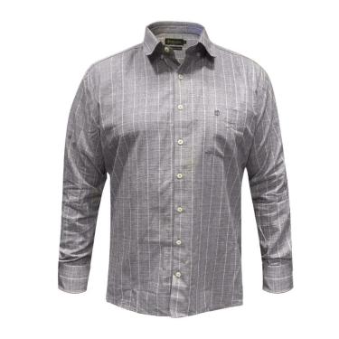 Imagem de Camisa Masculina Individual Comfort Listrada Azul Escuro-Masculino