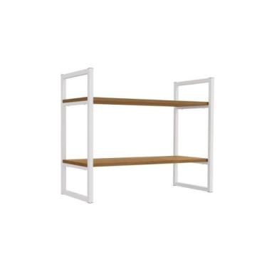 Imagem de Prateleira Decorativa Sala Estar Industrial LI008 Canela/Branco - Kapp