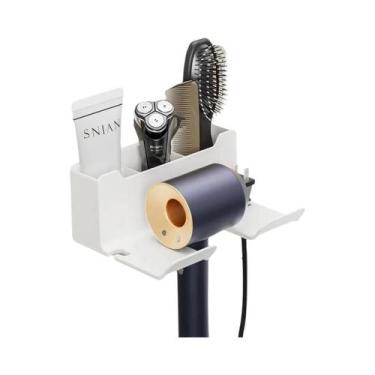 Imagem de Suporte De Parede Para Secador De Cabelo, Branco E Preto, ABS, Sem Fur