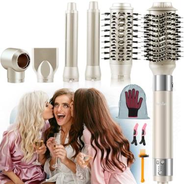 Imagem de douviva Modelador De Cabelo 6 Em 1, Secador De Cabelo Iônico, Escova, 110.000 Rpm, Alta Velocidade, Sem Frizz, Modelador Automático De Cachos, Modelador De Cabelo Múltiplo, Secador Para Secagem Rápi