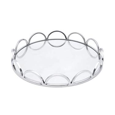 Imagem de Bandeja de Aço Inox com Fundo Espelhado Arcos 38 x 5 cm, Lyor, 1134, Prata