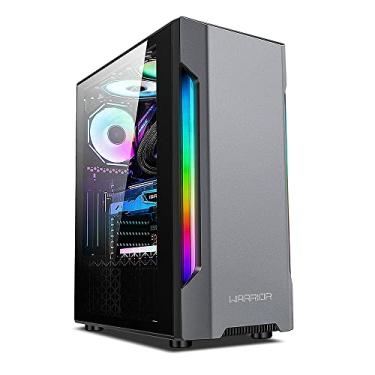 Imagem de Gabinete Gamer com lateral de vidro Mohawk RGB Preto/Prata Warrior - GA215