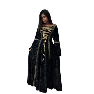Imagem de Vestido Medieval Tradicional Preto Luxuoso - Princesa Urbana, PP