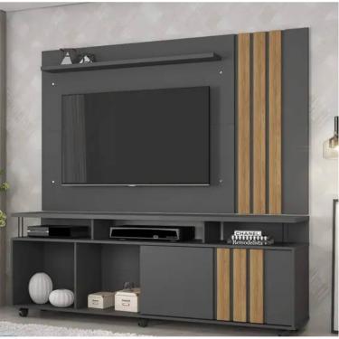 Imagem de Rack e Painel Atraente Tv 70" JCM Movelaria - Grafite/Cinamomo