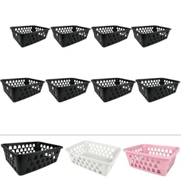 Imagem de Cesto Organizador Kit 8 Peças P/M Ideal Para Org. Lavanderia Cozinha Quarto Banheiro Escritório (Preto)