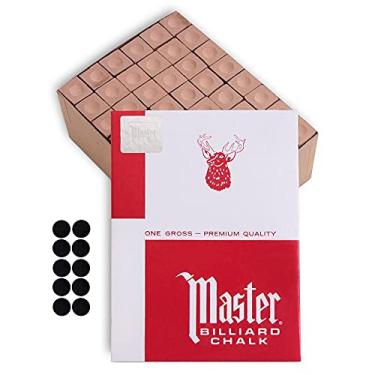 Imagem de Giz de sinuca Master Billiard Qualidade Premium - 1 bruto - 144 peças - Feito nos EUA + 10 peças de pontos de mesa de bilhar de qualidade (dourado)