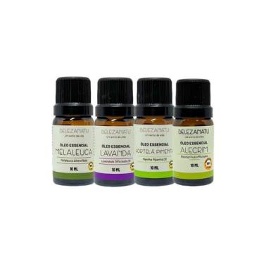 Imagem de Kit 04 óleos essenciais melaleuca lavanda hortelã e alecrim 10ml belez