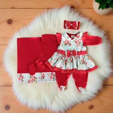 Imagem de Saída Maternidade Para Bebê Menina Catarina Roupas de Bebê 05 Peças - 