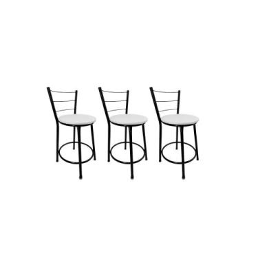 Imagem de Kit 3 Banqueta Balcão Baixa Preto Bar Gourmet Cozinha Lazer Área - For