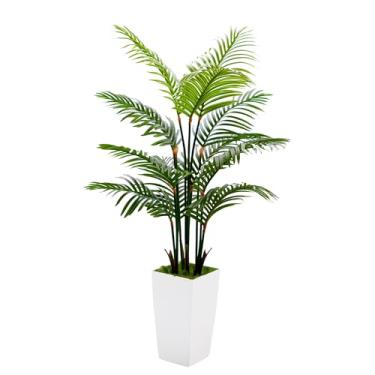 Imagem de Plantas artificiais para ambientes internos - árvore falsa com vaso alto branco - planta grande em vaso - árvores de seda artificial perene para decoração de sala de estar e escritório em casa