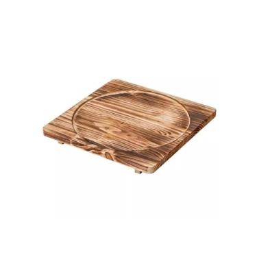 Imagem de Bandejas de servir, bandeja de isolamento de madeira, bandeja doméstica resistente ao calor, bandeja de café da manhã, bandeja de churrasco de festa, bandeja decorativa de café e suco (marrom)