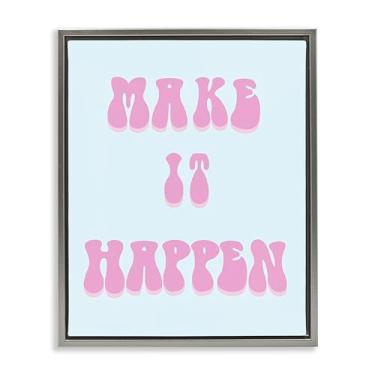 Imagem de Stupell Industries Make It Happen Determination Tela flutuante emoldurada cinza design de arte de parede por Ashley Singleton, 21 x 17