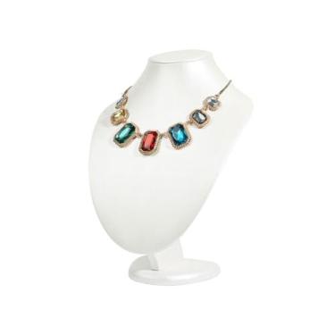 Imagem de Suporte de joias moderno expositor leve de luxo adereços de exibição de joias de alta qualidade balcão de joias rack de exibição de joias suporte de pescoço organizador de joias (branco, grande)