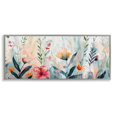 Imagem de Stupell Industries Design de arte giclée emoldurado cinza com sussurros de jardim floral por Elara Yasna, 25 x 61 cm