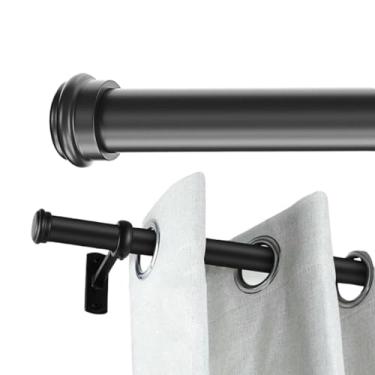 Imagem de Varao Cortina Acessório para cortinas estilo industrial haste romana preta de 46-366 cm com trilho de montagem superior 1 poste único Preto 46-71 cm / 18-28 polegadas