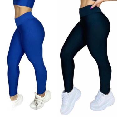 Imagem de Kit com 2 Calças Leg Suplex Feminina Fitness - NoBrand, Preto, Royal