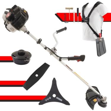 Imagem de Roçadeira Multifuncional Kawashima KW43LE 2 Tempos 43cc 1,7HP de Potência Cortador de Grama Com Cabeçote de Nylon + Lâmina 2 Pontas + Lâmina 3 Pontas