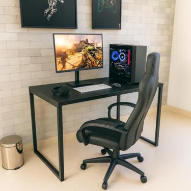 Imagem de Mesa Escrivaninha Pc Gamer Estilo Industrial 100x60cm MDF Premium Preto e Aço Carbono