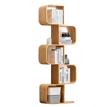 Imagem de TsoLay Estante criativa de madeira maciça, estante do chão ao teto, organizador de livros para CDs/filmes/livros, prateleiras organizadoras de livros