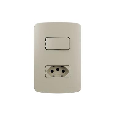 Imagem de Interruptor Simples 10A e Tomada 2P+T 20A MarGirius B3 Colors com Placa 4x2 Pérola