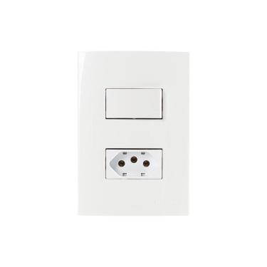 Imagem de Interruptor Simples 10A e Tomada 2P+T 20A MarGirius Sleek com Placa 4x2 Branco