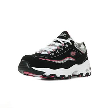 Imagem de Skechers D'Lites-Life Saver Tênis feminino com cadarço de espuma viscoelástica, Preto/branco/rosa, 38