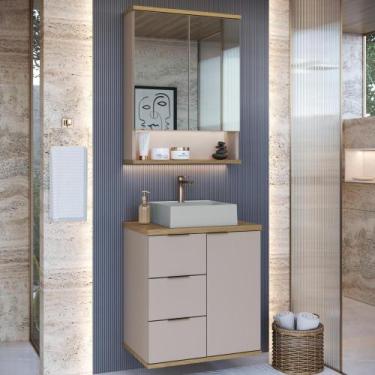 Imagem de Conjunto de banheiro com cuba aqua 56,7cm estilare cnj4005 nude com ca