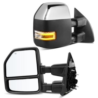Imagem de LLPTA Espelhos de reboque Drive & Paasenger com espelho Spotter inferior - Compatível com Ford F250 F350 F450 2008-2016 Super Duty - Espelhos retrovisores laterais de pisca aquecidos ajustáveis