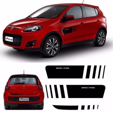 Imagem de Kit Faixa Palio Sporting Adesivo Preto Lateral + Traseira - SPORTINOX,