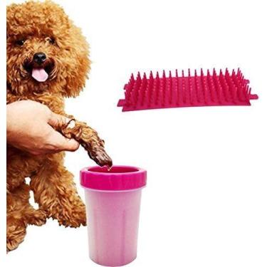 Imagem de Copo Rosa Limpador Cachorro Limpa Patas Patinhas Pet Banho CÃO ROSA - 