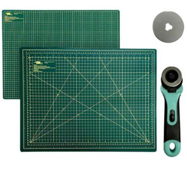 Imagem de Kit Base Placa de Cortar Tecido Papel Apoio de Mesa A2 45 x 60 + Corta