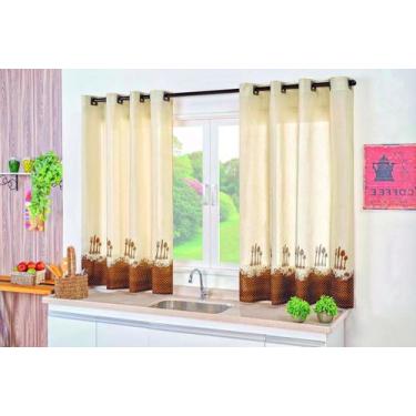 Imagem de Cortina Gourmet 2m X 1,4m Para Cozinha - Doravante Enxovais, Tabaco