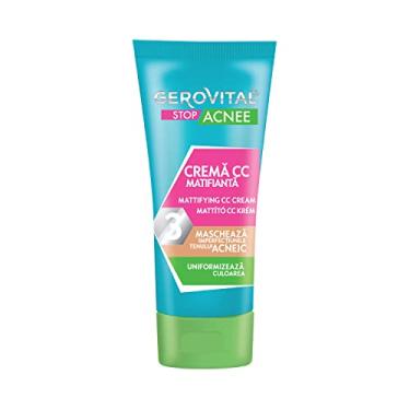 Imagem de GEROVITAL STOP ACNE Creme matificante CC para peles propensas a acne, cobre imperfeições, uniformiza a cor do rosto, tom médio adaptável ao tom da pele, 30 ml
