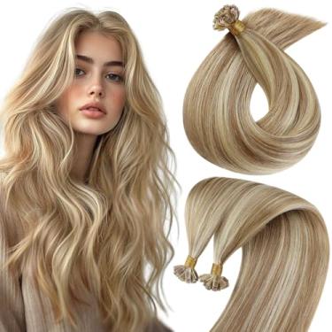 Imagem de Sunny Hair K Tips Extensões de Cabelo Humano Castanho Claro Mix Platinum Loiro Fusion Extensões de Cabelo Humano Ktip Macio 50.8 cm 50g