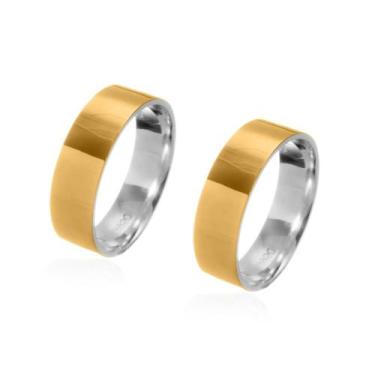 Imagem de Par de Alianças Artico encapadas em Ouro 18k com 6mm de largura - Joia